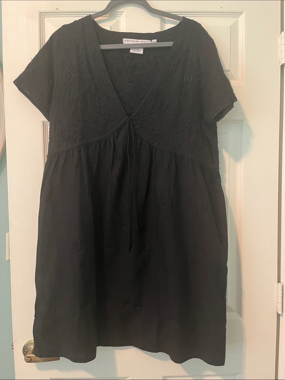 Gretchen Scott Designs Black Embroidered V-Neck Coverup